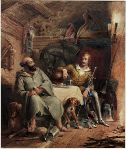 Friar Tuck and the Black Prince (akwarela i bodycolor na papierze na kartonie)
